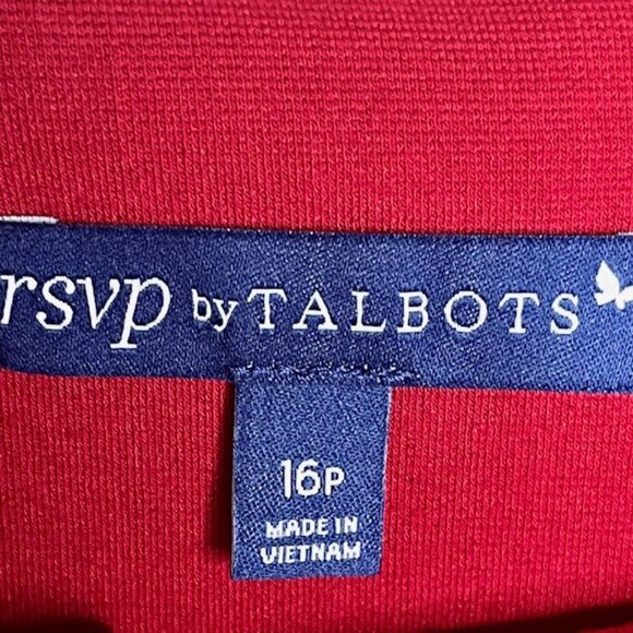 RSVP by Talbots Ponte Sheath Dress Scalloped Sleeve Detail - Red - 16P - Picture 8 of 10